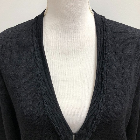 St John Basics Cardigan Sweater Jumper Womens Medium Black Mid Length Minimalist - Picture 5 of 15